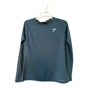 Gymshark Men’s Long Sleeve Training Shirt Size S Green Excellent